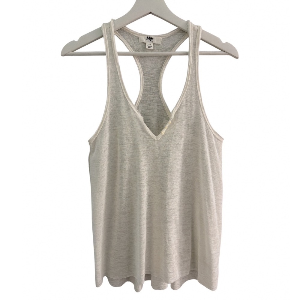 Tokyo Darling Womens Cream Slub‎ Knit Racerback V-Neck Tank Top Small S/P
